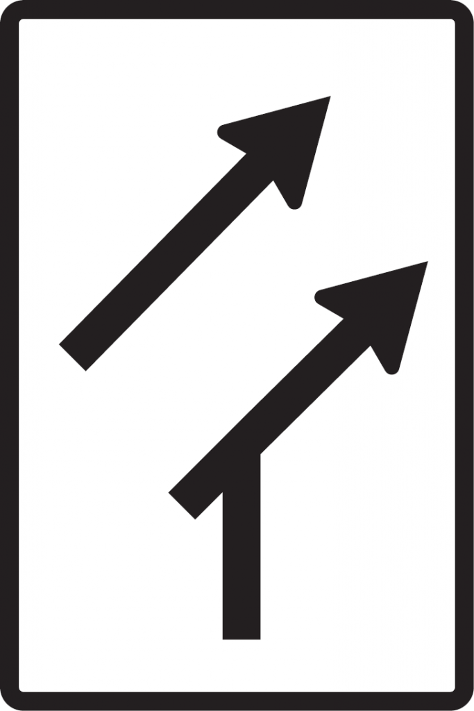 Usporiadanie jazdných pruhov (pripojenie bez pripájacieho pruhu)