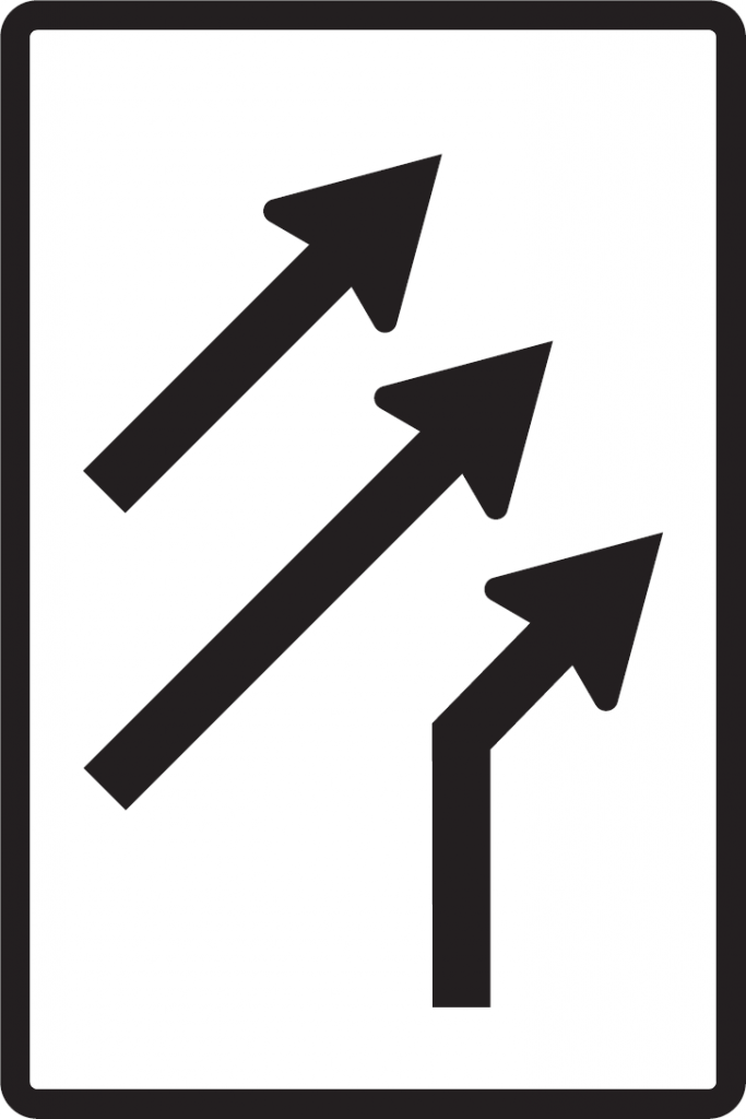 Usporiadanie jazdných pruhov (pripojenie pravého pruhu bez pripájacieho pruhu)