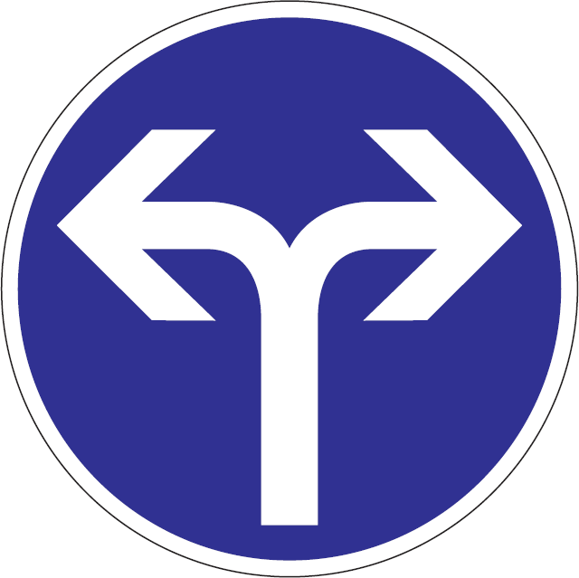 Prikázaný smer jazdy vpravo a vľavo