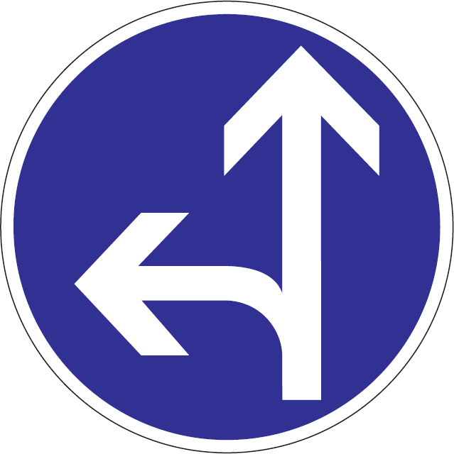 Prikázaný smer jazdy priamo a vľavo