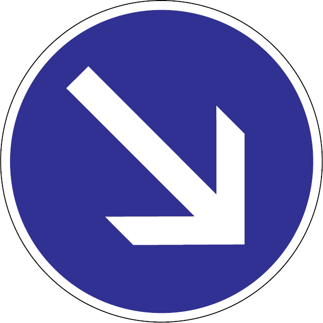 Prikázaný smer jazdy obchádzania vpravo