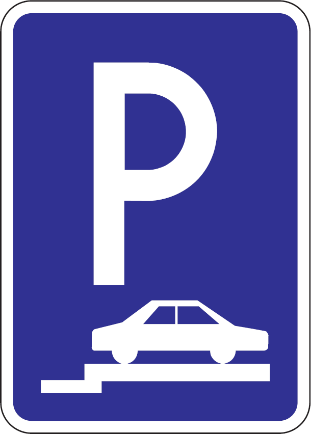 Parkovisko, parkovacie miesta s kolmým alebo šikmým státím na chodníku