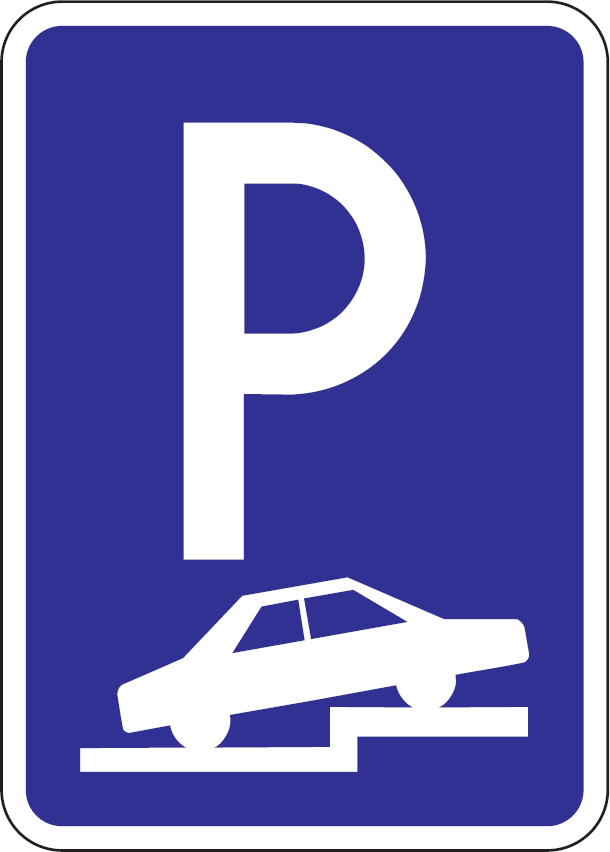 Parkovisko, parkovacie miesta s kolmým alebo šikmým čiastočným státím na chodníku